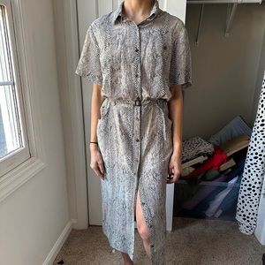 Vintage Black and White Snakeskin Shirt Dress ROBBIE BEE